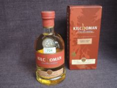 A bottle of Kilchoman Islay Single Malt Scotch Whisky, Cognac Finish Single Cask, cask number 980/