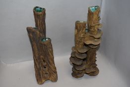 Two mid century Clive Brooker studio pottery vases of naturalistic form both aprox 35cm