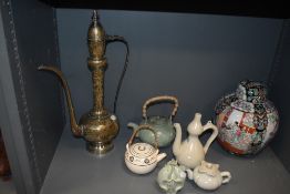 An early 20th century Chinese porcelain ginger jar in a famille noire palette, a selection of