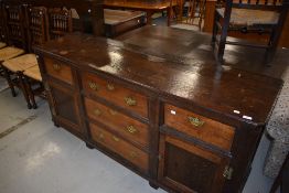 A Period oak dresser base and plate rack