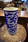 A Spanish ceramic painted umbrella stand, height approx. 47cm