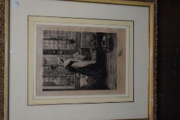 Walter Dendy Sadler (1854-1923), after, an engraving, expectation at the chaise, signed, and dated