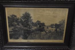 Henry John Yeend King, (1855-1929), after, an engraving, sheep in meadow, signed, 37 x 55cm, fancy
