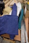A small quantity of dyed suede and leather sections and two rulers, one plastic and one metal and