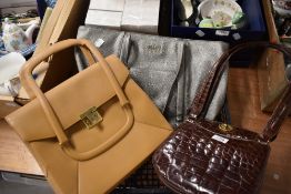 Three vintage ladies handbags including Bella Moda Italiana crocodile skin effect and Armani Jeans
