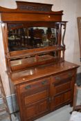 A late Victorian mahogany mirror backed sideboard