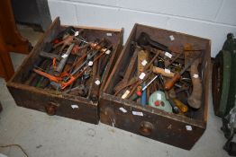 Two drawers of vintage tools etc
