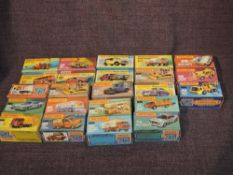 Twenty One Matchbox Superfast diecasts, No 15 Fork Lift Truck, No 17 The Londoner, No 18 Field