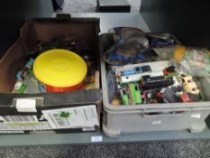 Two boxes of mixed toys including ERTL and similar Thomas The Tank Engine, 1981 Rubik's Cube in box,