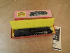 A Hornby Dublo 00 gauge two rail BR 8F 2-8-0 Loco & Tender 48073, in original red and white stripped