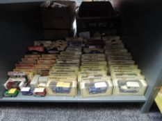 A shelf of Matchbox Models of Yesteryear, Days Gone and similar diecasts, approx 60 most boxed