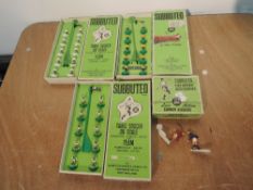 Three Subbuteo 00 scale C100 and similar sets, two sets missing goalkeepers, other set complete