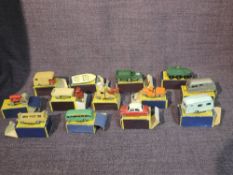 A collection of 13 Matchbox Moko Lesney diecasts, No4 Red Tractor, No10 Scammell Mechanical Horse,