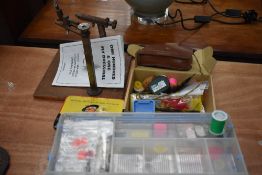 A quantity of fly tieing equipment including vice and light