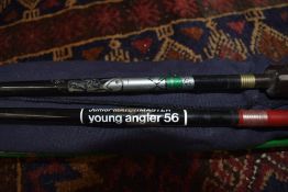2 junior fishing rods and a fibreglass spinning rod by Modern Arms Company