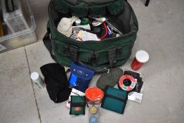 A selection of miscellaneous fishing tackle including priest line and leaders in a wychwood