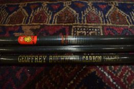 Two fly rods A 9.5ft 2 pc geoffrey bucknall carbon rod and a Golden lion 2pc carbon rod
