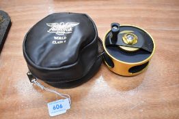 A fenwick World Class 6 fly reel in soft leather case