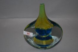 A mid century M'dina art glass vase 18cm high in green and blue colourways