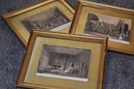 (20th century), three prints, Levens Hall, 22 x 29cm, gilt effect framed and glazed, 40 x46cm