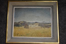 (20th century), an oil painting on board, Leighton Hall, 34 x 43cm, framed, 49 x 58cm