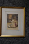 Joseph Nash, (19th century), attributed to, a watercolour, The Lady and her Maid, 23 x 16cm, mounted