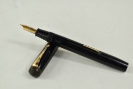 A Conway Stewart 55 lever fill fountain pen in black with single broad band and two narrow bands