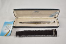 A boxed Cross sterling silver ballpoint pen. Good condition