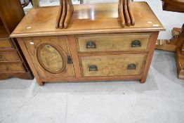 A 19th Century and later low cabinet with double drawer, width approx. 107cm