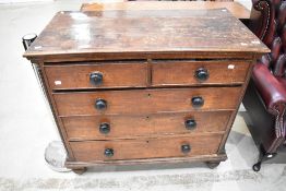 A 19th Century mahogany chest of two over three drawers (af)
