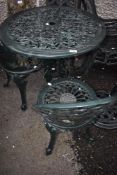 A cast aluminium garden set and grilles