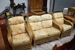 A canework conservatory suite