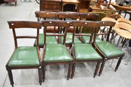 A harlequin set of seven (four plus three) 19th Century railback dining chairs