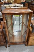 An early 20th Century walnut display cabinet , width approx. 60cm
