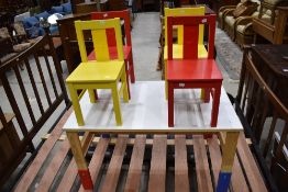 A child's table and chairs