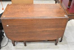 An early 20th Century oak twist gateleg table