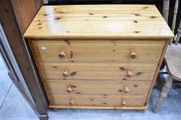 A modern pine chest of four drawers, width approx. 80cm