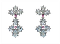 PAIRE DE PENDANTS D'OREILLES AIGUES MARINE