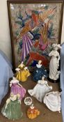 A Royal Doulton figure Danielle HN3001 together with six other Royal Doulton figures a resin figure