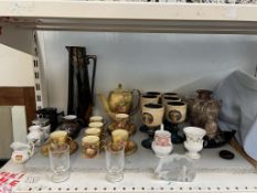 A Royal Winton, Grimwades fruit decorated part coffee set, some pieces signed ZKAS, other M Lut,