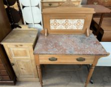 A satin walnut wash stand,