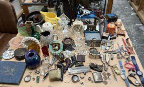 A sea fishing rod together with reels, pipes, coins, cigarette cards, ceramics,