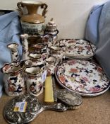 A collection of Masons Mandalay pattern pottery together with a pottery vase,