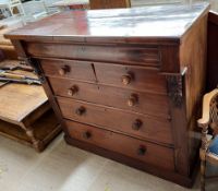 A Victorian mahogany chest with a rectangular top above a frieze drawer,