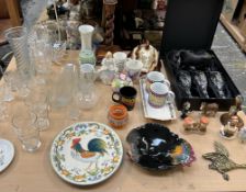 A Hummel figure of a girl and geese together with a Beswick figure of Hunca Munca sweeping,