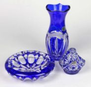 Kristall Vase, Schale und Körbchen