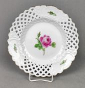 Meissen Geflechtrand Teller *Rote Rose*