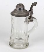 Historismus Krug mit Zinndeckel um 1880