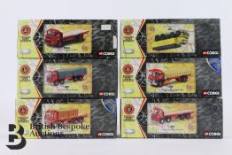 Six Corgi British Road Services 1:50 scale die cast models, including 23901 BRS Leyland (LAD)