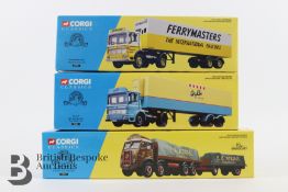 Corgi die cast vehicles, includes 97930 ERF Tanker Blue Circle, 21301 Ferrymasters AEC Box Trailer